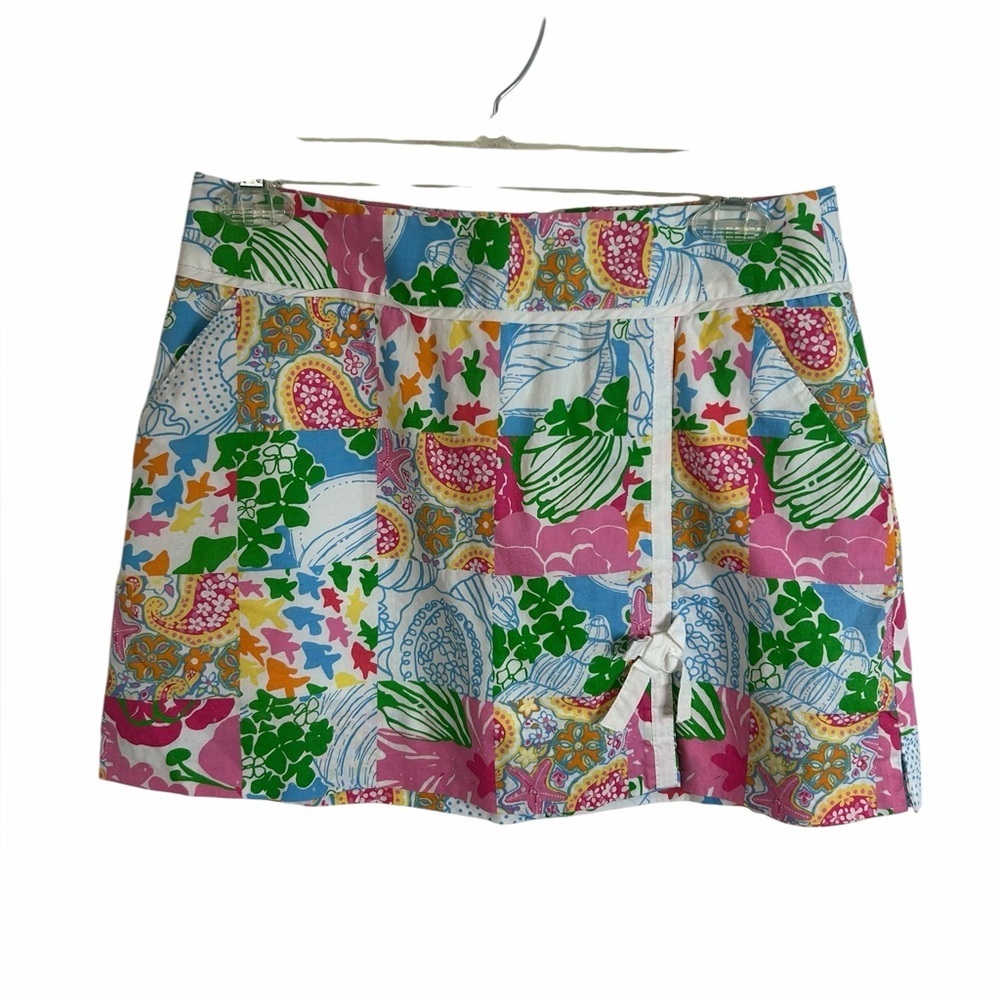 Lilly Pulitzer Skort Patchwork Print Tropical Seashell Resort Preppy Womens Sz 0